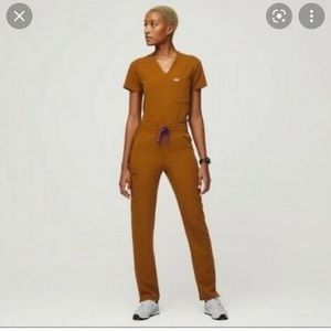 Figs Atlantic Fall high waisted straight leg scrubs and one pocket scrub top